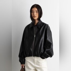 NWT OAK + FORT LEATHER BOMBER JACKET